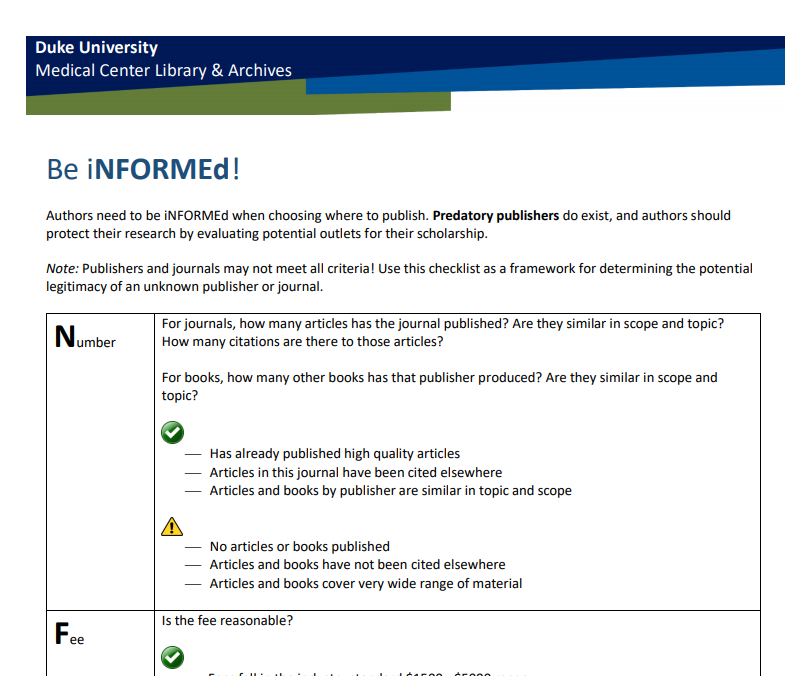BeiNFORMEd checklist