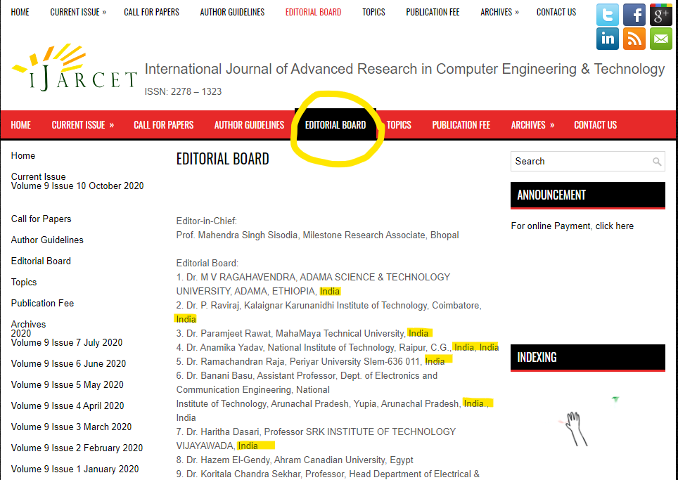 IJARCET Editorial Board