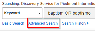 Discovery search's Advanced Search