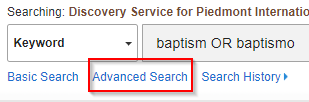 Discovery search&#039;s Advanced Search