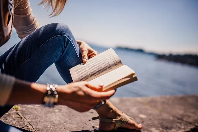 A woman reading a book